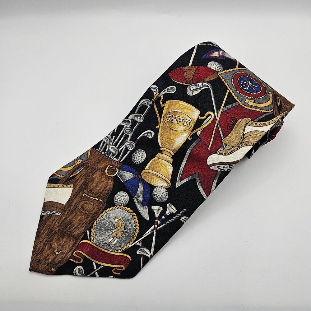 ESPN Wemco New Orleans Golf Club Trophy Vintage Sports TV 100% Silk Tie 58x4"